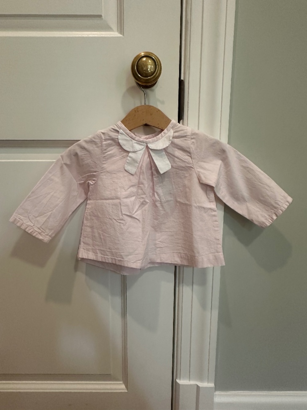Jacadi Pale Pink Contrast Collar Blouse 12M 74 cm